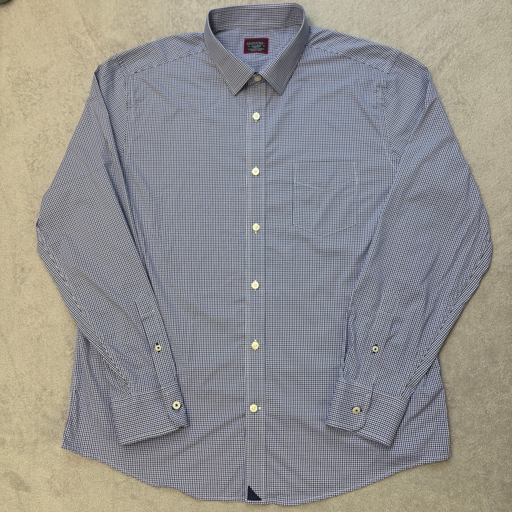 Untuckit Slim Fit Micro Check Spread Collar Stretch Nylon Button-Up XXL